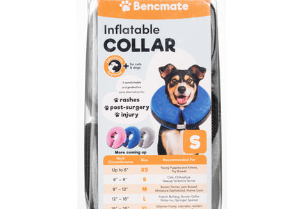 Bencmate Inflatable Collar Grey – Plush, Comfortable Inflatable Protective Collar, Small Size