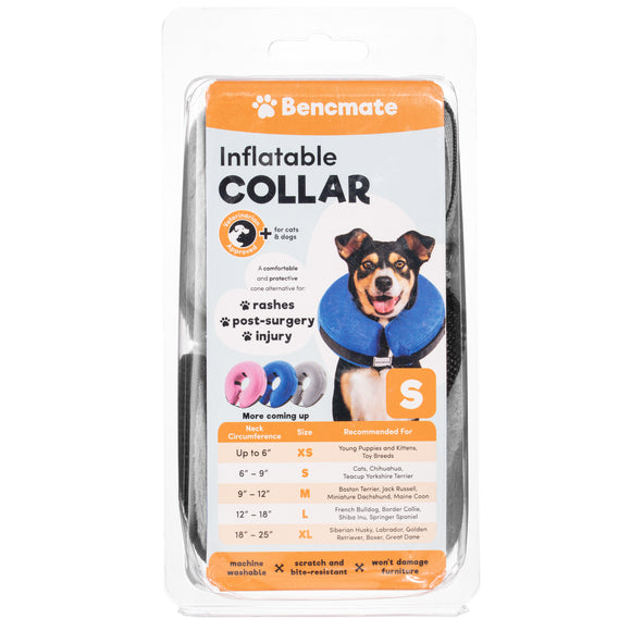 Bencmate Inflatable Collar Grey – Plush, Comfortable Inflatable Protective Collar, Small Size