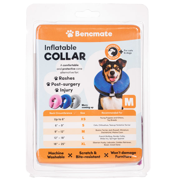 Bencmate Inflatable Recovery Collar Pink – Plush, Comfortable Inflatable Design, Large Size