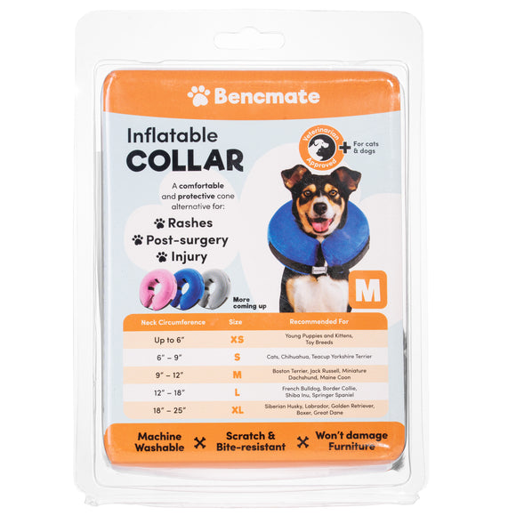 Bencmate Inflatable Collar Grey – Plush, Comfortable Inflatable Protective Collar, Small Size