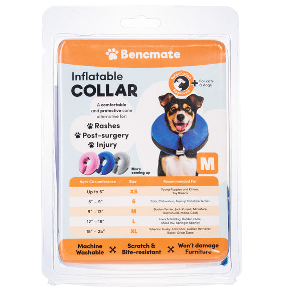 Bencmate Inflatable Recovery Collar – Plush Blue Protective Design, Small Size
