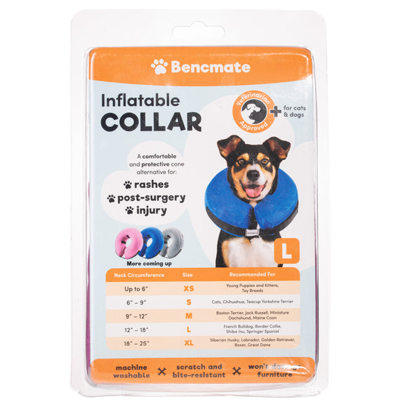 Bencmate Inflatable Recovery Collar Pink – Plush, Comfortable Inflatable Design, Large Size
