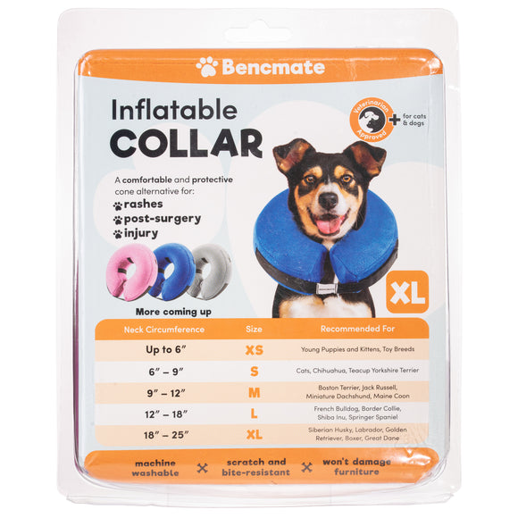 Bencmate Inflatable Recovery Collar Pink – Plush, Comfortable Inflatable Design, Large Size