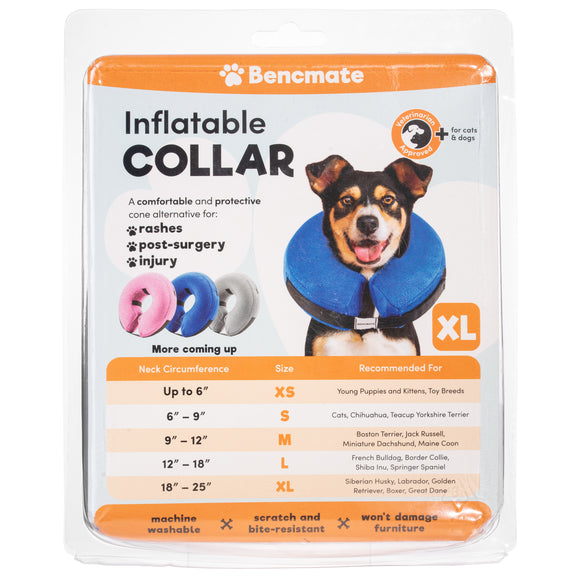 Bencmate Inflatable Collar Grey – Plush, Comfortable Inflatable Protective Collar, Small Size