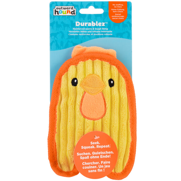 Outward Hound Durablez Chicky Squeaky Toy – 16cm Unfilled Yellow Plush, Durable Design