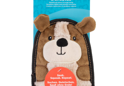Outward Hound Durablez Puppy Squeaky Dog Toy – 16cm, Unfilled, Durable Brown Plush