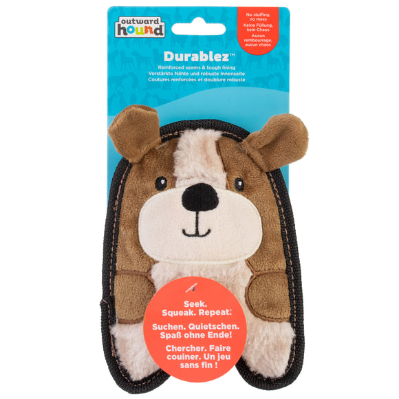 Outward Hound Durablez Puppy Squeaky Dog Toy – 16cm, Unfilled, Durable Brown Plush
