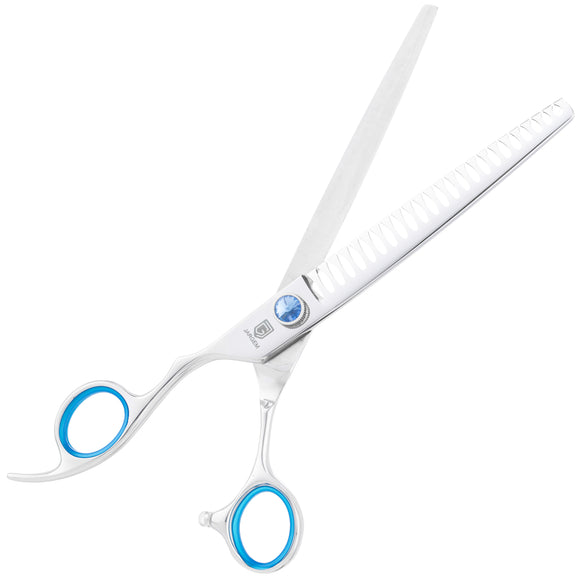 Jargem Lefty Grooming Chunkers 7.5 Inch – Single-Sided 24-Tooth Thinning Shears, Ergonomic Design