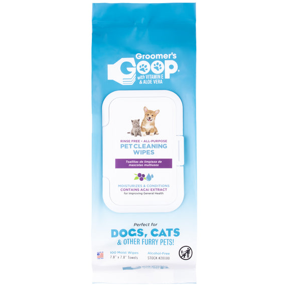 Groomer's Goop Pet Cleaning Wipes – Gentle Multi-Surface Formula, 100 Count, Hypoallergenic