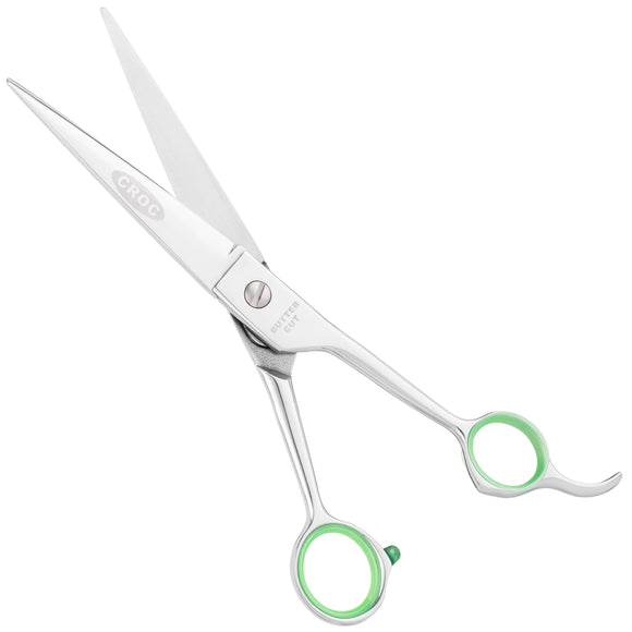 Geib Crocodile Straight Scissors – 9.5" Japanese Steel, Thin Micro-Grind Blades, Professional Quality