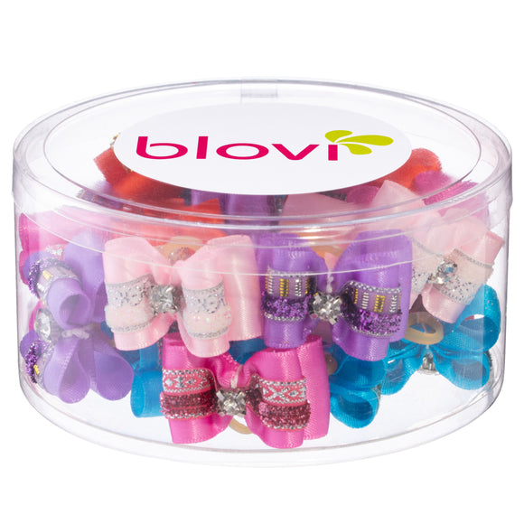 Blovi Bows Chic – Elegant Decorative Grooming Bows with Diamond Accent, 25 Pack