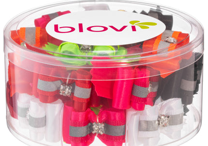 Blovi Reflective Grooming Bows – Elegant Diamond Accent, Elastic Band, 25 Piece Set