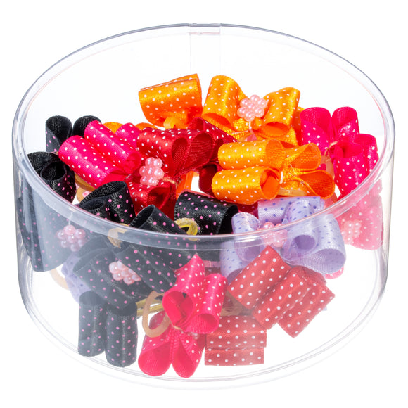 Blovi Dots Grooming Bows – Elegant Colorful Elastic Bows with Polka Dot Design, 25 Pack