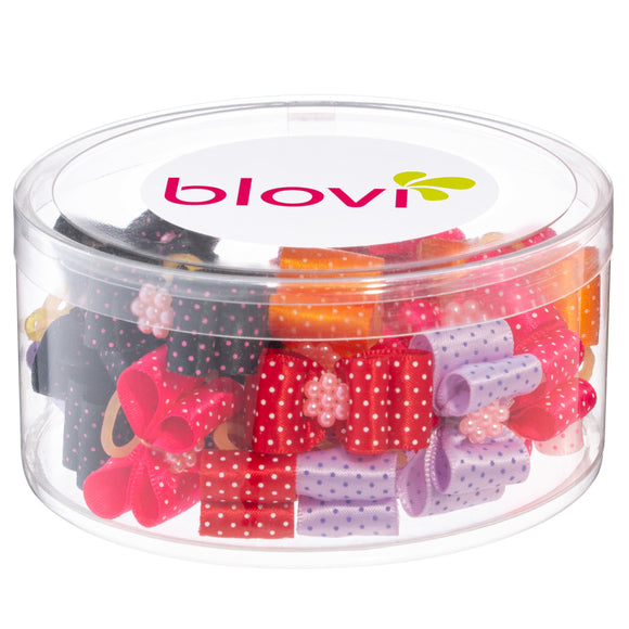 Blovi Dots Grooming Bows – Elegant Colorful Elastic Bows with Polka Dot Design, 25 Pack