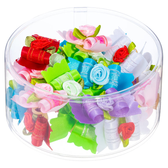 Blovi Rose Grooming Bows – Elegant Decorative Set with Elastic Bands, 25 Pieces