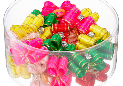 Blovi Bows Lux – Elegant Colorful Grooming Bows with Gold Thread and Diamond, 25 Pack