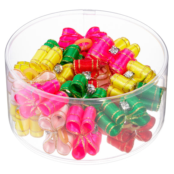 Blovi Bows Lux – Elegant Colorful Grooming Bows with Gold Thread and Diamond, 25 Pack