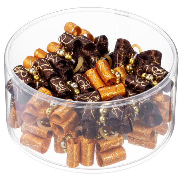 Blovi Gold Grooming Bows – Elegant Brown and Gold Set with Elastic Bands, 25 Pack