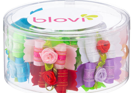 Blovi Rose Grooming Bows – Elegant Decorative Set with Elastic Bands, 25 Pieces