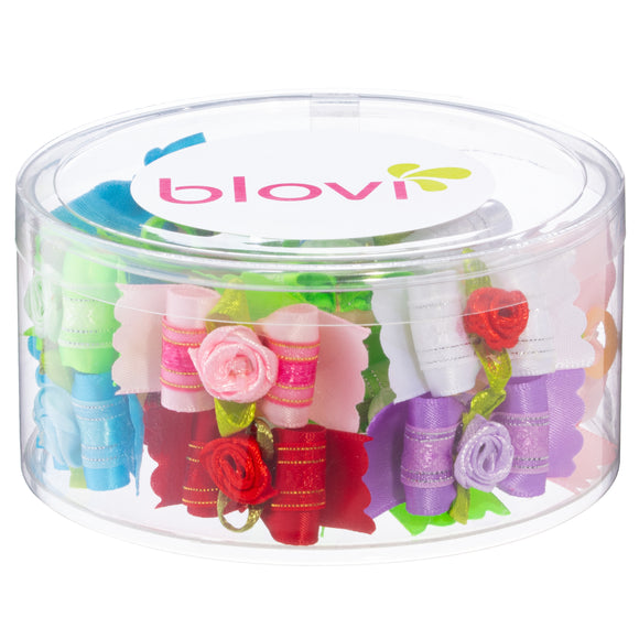 Blovi Rose Grooming Bows – Elegant Decorative Set with Elastic Bands, 25 Pieces