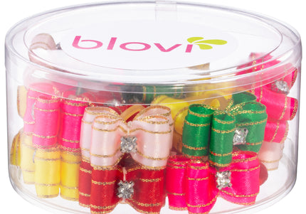 Blovi Bows Lux – Elegant Colorful Grooming Bows with Gold Thread and Diamond, 25 Pack