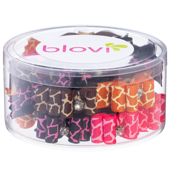 Blovi Wild Glam Grooming Bows – Elegant Leopard Print with Diamond Accent, 25 Pack