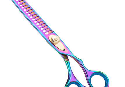 Geib Gold Rainbow Kiss Chunker 7.5" Thinning Scissors – 21 Teeth, Premium Rainbow Finish