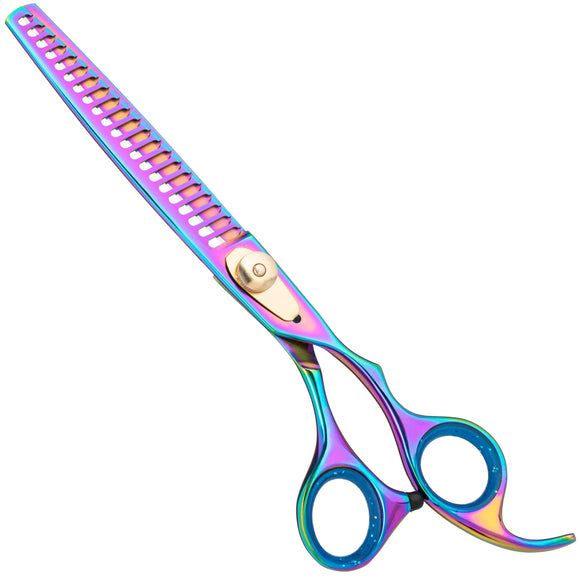 Geib Gold Rainbow Kiss Chunker 7.5" Thinning Scissors – 21 Teeth, Premium Rainbow Finish