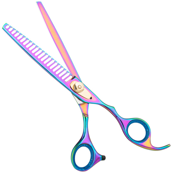 Geib Gold Rainbow Kiss Chunker 7.5" Thinning Scissors – 21 Teeth, Premium Rainbow Finish