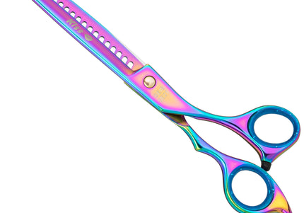 Geib Gold Rainbow Kiss Chunker 7.5" Thinning Scissors – 21 Teeth, Premium Rainbow Finish