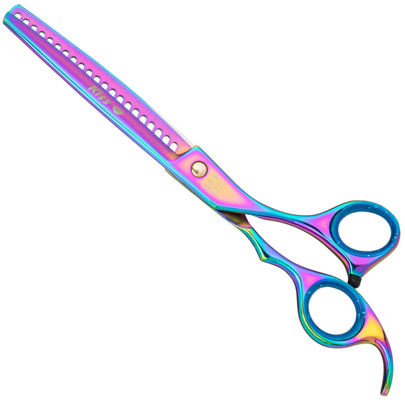 Geib Gold Rainbow Kiss Chunker 7.5" Thinning Scissors – 21 Teeth, Premium Rainbow Finish