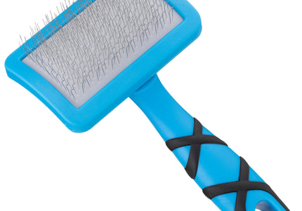 Groom Professional Soft Curved Slicker Brush – Gentle Small Pin Brush with Flexible Head