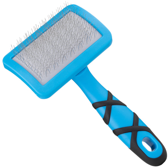 Groom Professional Soft Curved Slicker Brush – Gentle Small Pin Brush with Flexible Head
