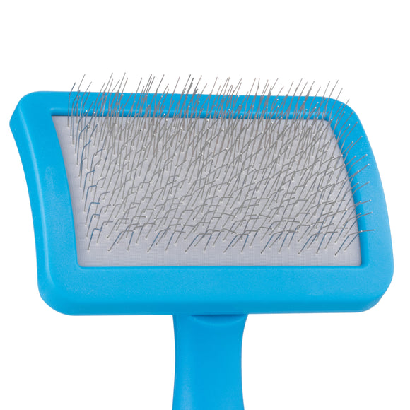 Groom Professional Soft Curved Slicker Brush – Gentle Small Pin Brush with Flexible Head