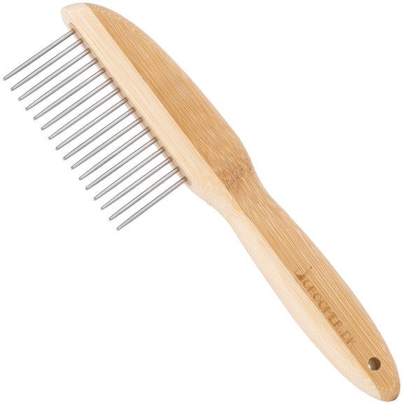 Groomer.dk Long Teeth Comb – Stainless Steel Rotating Pins, Gentle Detangling Tool