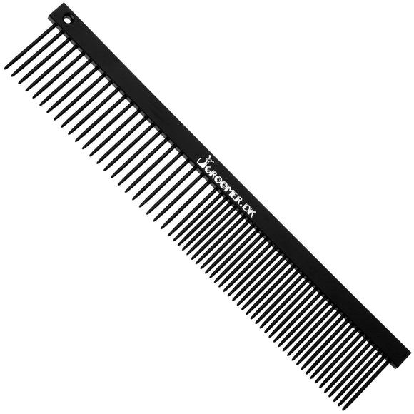 Groomer.dk Antistatic Teflon Grooming Comb 15.5cm – Mixed Tooth Spacing, Durable Metal Design