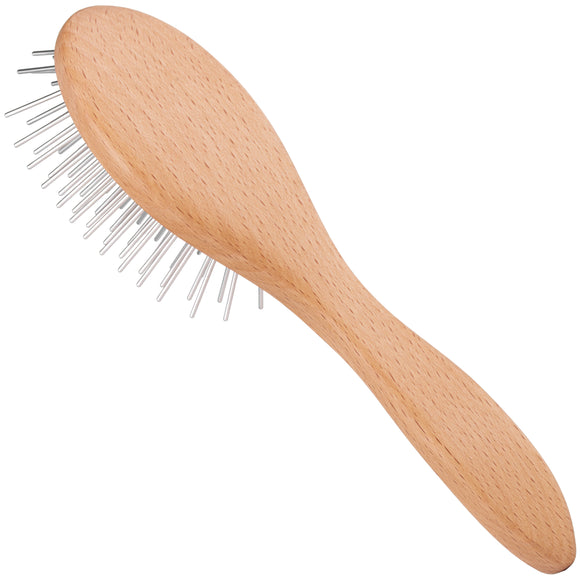 Groomer.dk De Luxe Silver Brush Small – Oval Metal Pin Brush, Compact and Gentle Design