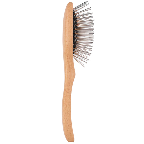 Groomer.dk De Luxe Silver Brush Small – Oval Metal Pin Brush, Compact and Gentle Design
