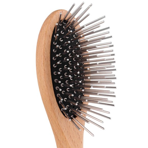 Groomer.dk De Luxe Silver Brush Small – Oval Metal Pin Brush, Compact and Gentle Design