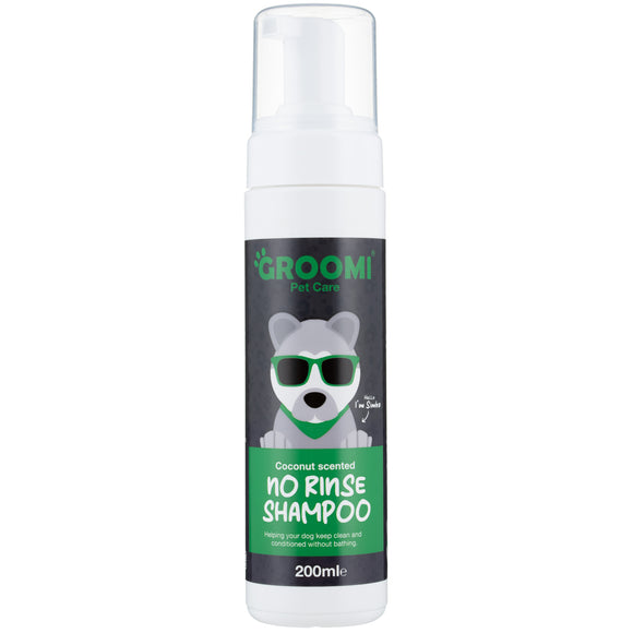 Groomi No Rinse Foam Shampoo 200ml – Quick-Clean Waterless Formula, Gentle on Coats