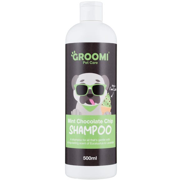 Groomi Mint Chocolate Chip Shampoo 500ml – Gentle Dog Cleanser with Lavender and Eucalyptus Scent