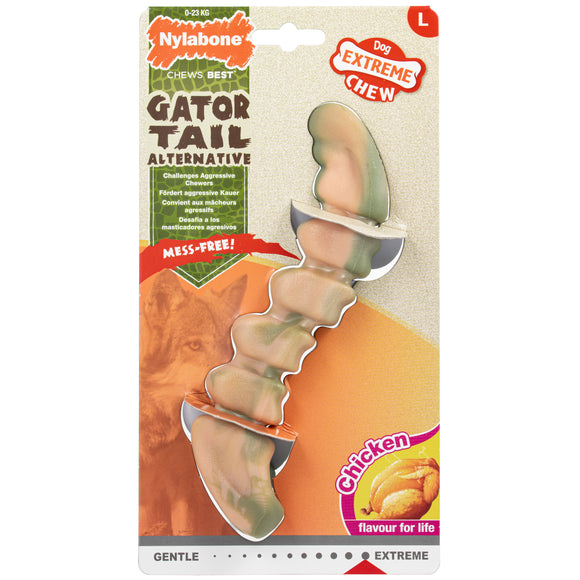 Nylabone Power Chew Gator Tail Alternative – Hard Alligator Tail Chew, Chicken Scented, Durable Design
