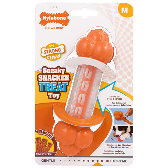 Nylabone Strong Chew Sneaky Snacker – Large Bacon-Scented Treat Holder, Durable Dog Chew Toy
