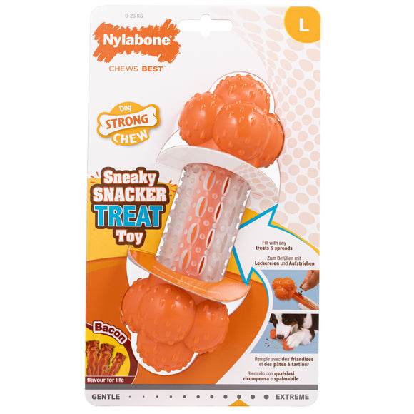 Nylabone Strong Chew Sneaky Snacker – Large Bacon-Scented Treat Holder, Durable Dog Chew Toy