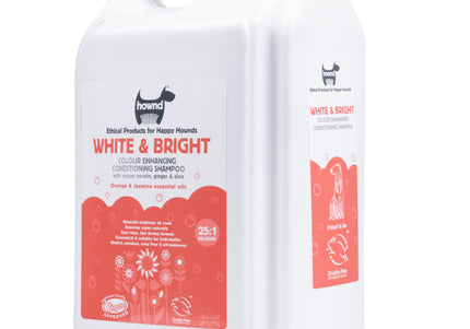 Hownd Miracle White & Bright Shampoo – Concentrated 1:25 Formula, 5L, Enhances Coat Radiance