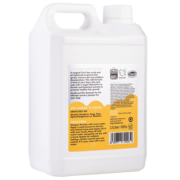 Hownd Banana Facial & Tear Stain Treatment – 2-in-1 Gentle Scrub and Anti-Stain Formula, 2.5L