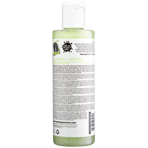 Bugalugs Zingy 2in1 Shampoo and Conditioner – Grapefruit Orange Scent, 250ml, Nourishing Formula