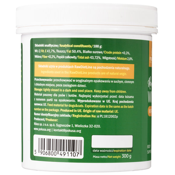 Pokusa Raw Diet Line Vitamin E Powder 300g – Antioxidant Supplement, Easy-Mix Formula