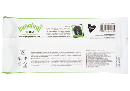 Bugalugs Fragrance Free Pet Wipes – Biodegradable, Gentle Cleaning Wet Wipes, 20 Pack