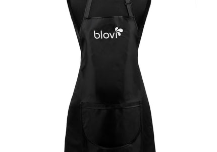 Blovi Grooming Apron Black – Waterproof Apron with Pocket and Black Piping, Durable Design